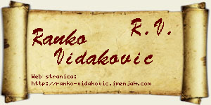 Ranko Vidaković vizit kartica